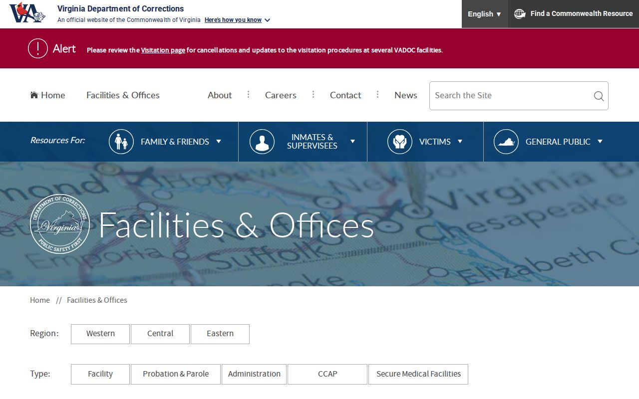 Russell County probation and parole office in the VADOC District 17 directory